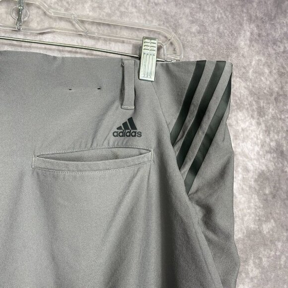 Adidas Shorts Mens 38 Gray 3 Stripe Elastic Waistband Coach Golf Outdoors Sports - Picture 4 of 8